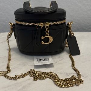 Coach Black Mini Bag with Gold Chain